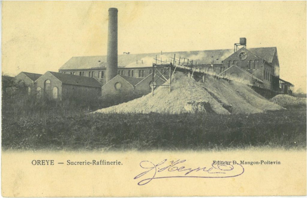 Historic view of the Oreye sugar factory in Belgium